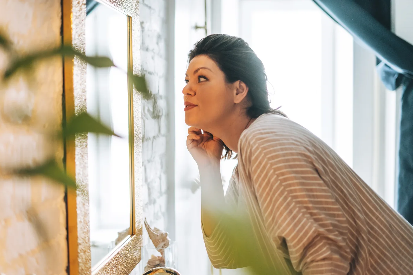 Person looking forward with quiet optimism